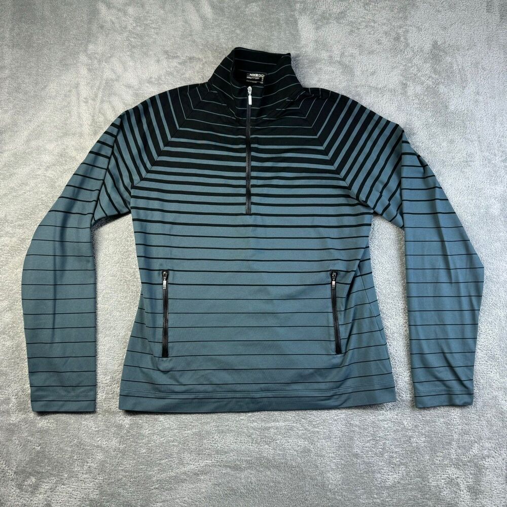 Nike Golf Pullover Women's Medium 8-10 Gray Black Fit-Dry 1/2 Zip Long Sleeve